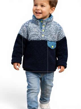 ANDY & EVAN Faux Sherpa Pullover Jacket Blue Size 2T